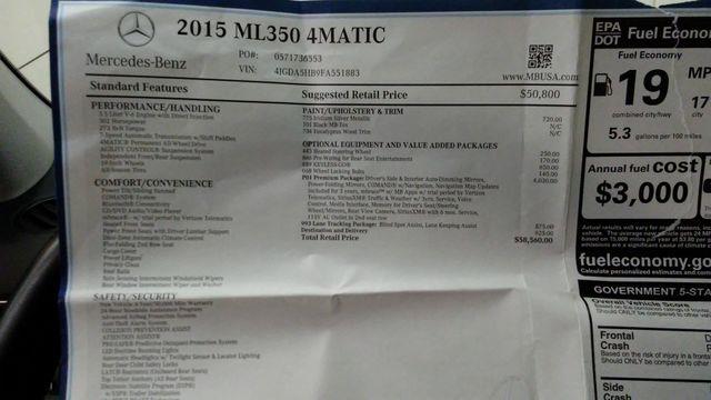 2015 Mercedes-Benz ML 350 4MATIC 4dr ML350 photo