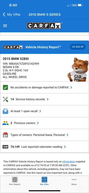 2015 BMW 5-Series 4dr Sdn 528i xDrive AWD photo