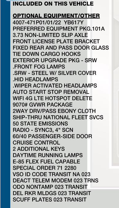2023 Ford Transit Cargo Van T-250 130