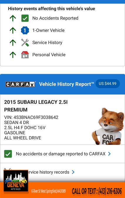 2015 Subaru Legacy 4dr Sdn 2.5i Premium PZEV photo