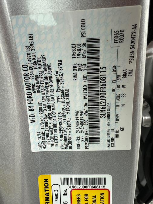 2015 Lincoln MKZ 4dr Sdn AWD photo