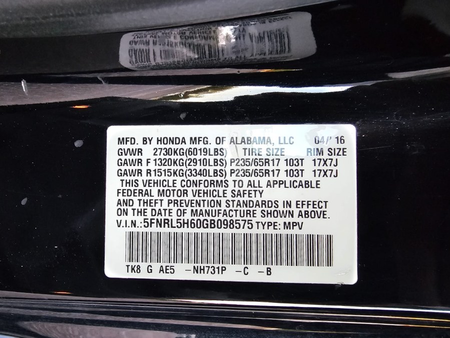 2016 Honda Odyssey 5dr EX-L photo
