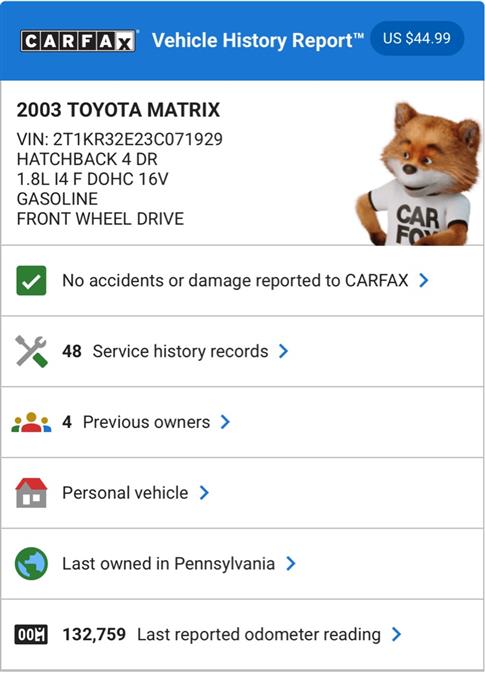2003 Toyota Matrix photo